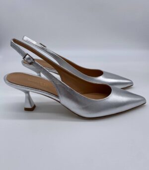 Chanel laminato argento tacco 50
