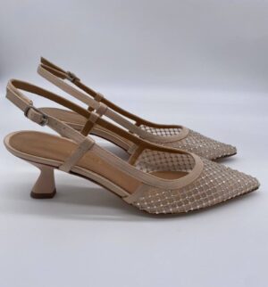 Chanel rete beige con Strass Crystal tacco 50