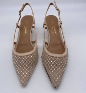 Chanel rete beige con Strass Crystal tacco 50