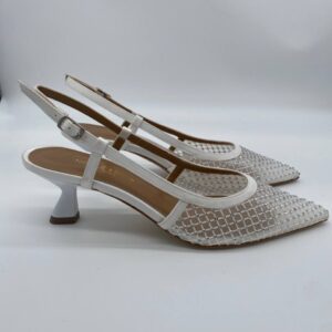 Chanel rete bianca Strass Crystal tacco 50