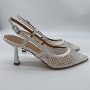 Chanel rete bianca Strass Crystal tacco 70