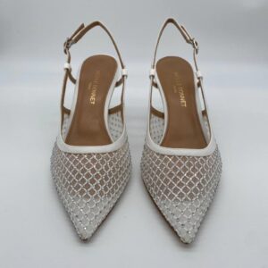 Chanel rete bianca Strass Crystal tacco 70