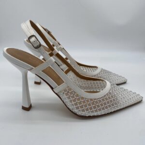 Chanel rete bianca Strass Crystal tacco 90