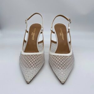 Chanel rete bianca Strass Crystal tacco 90