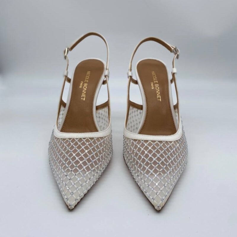 Chanel rete bianca Strass Crystal tacco 90