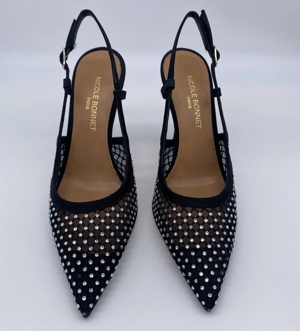Chanel rete nera con Strass Crystal tacco 90