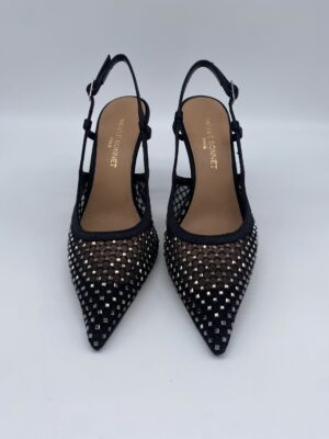 Chanel rete nero con strass tacco 90