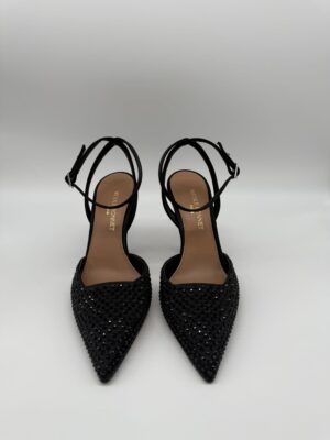 Chanel raso nero con strass tacco 90