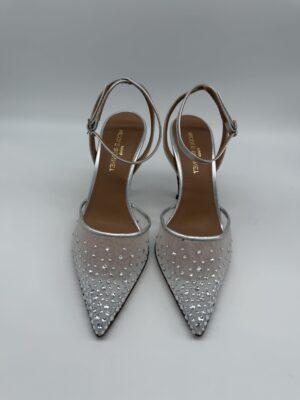 Chanel rete argento con strass tacco 90