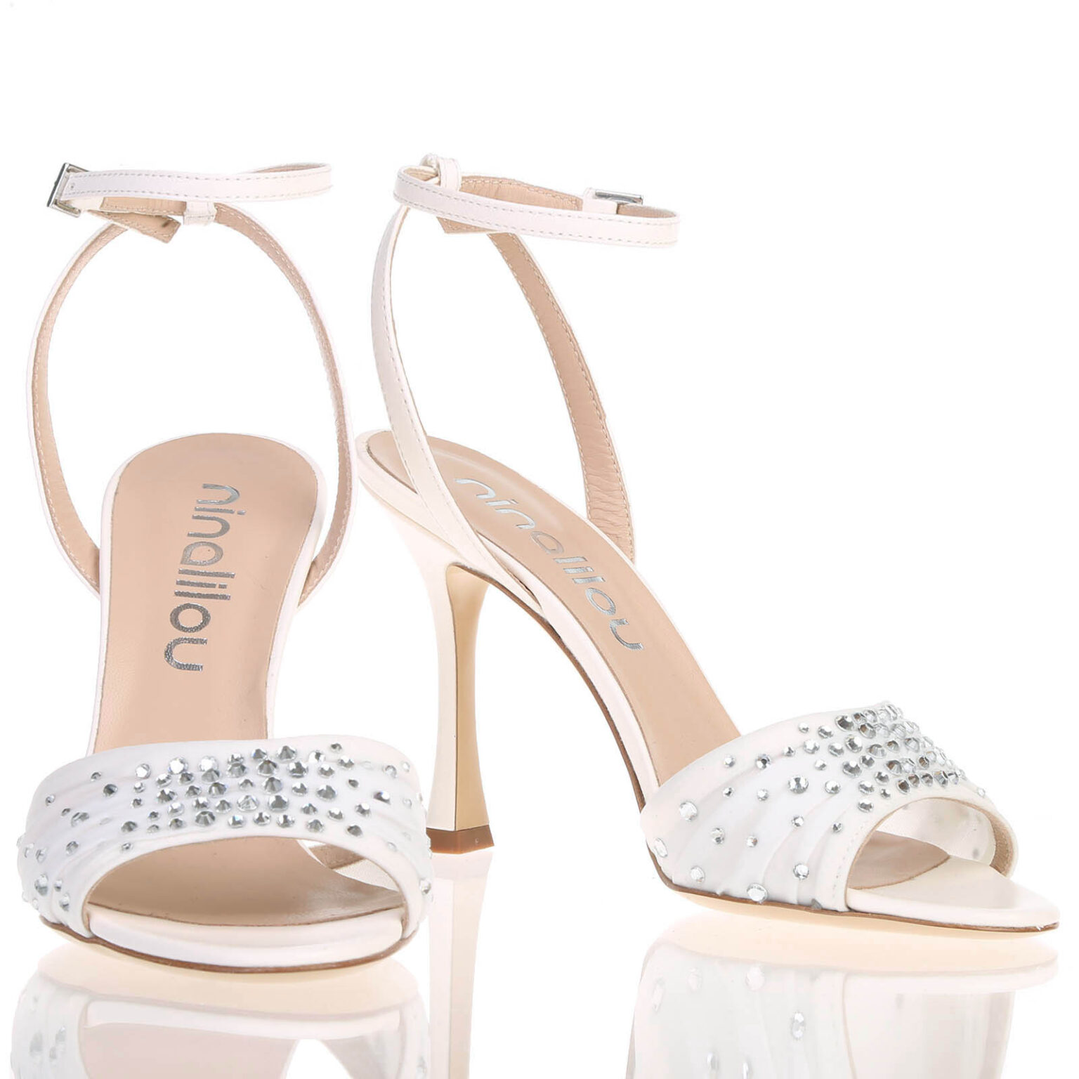 NINALILOU | Sandalo tessuto strass, tacco 9,5