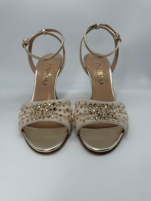 NINALILOU | Sandalo tessuto strass, tacco 9,5