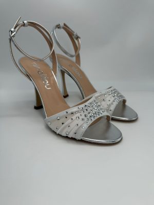 NINALILOU | Sandalo tessuto strass, tacco 9,5