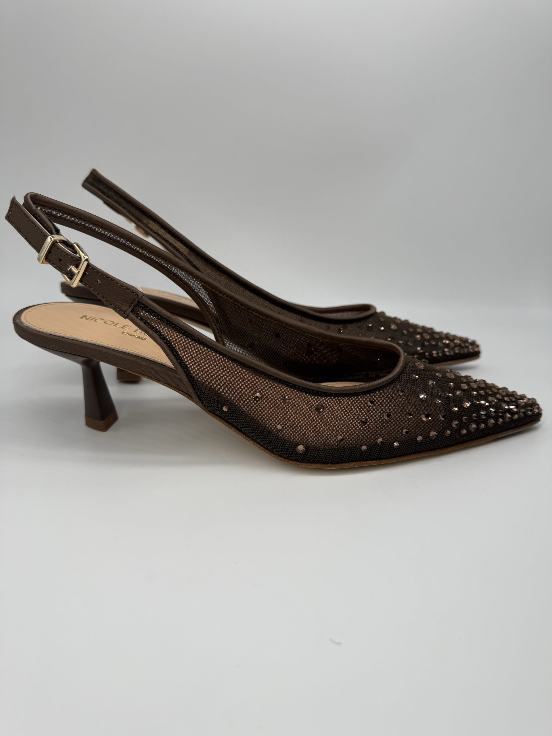 NICOLE BONNET | Chanel rete marrone strass, tacco 50 - immagine 3