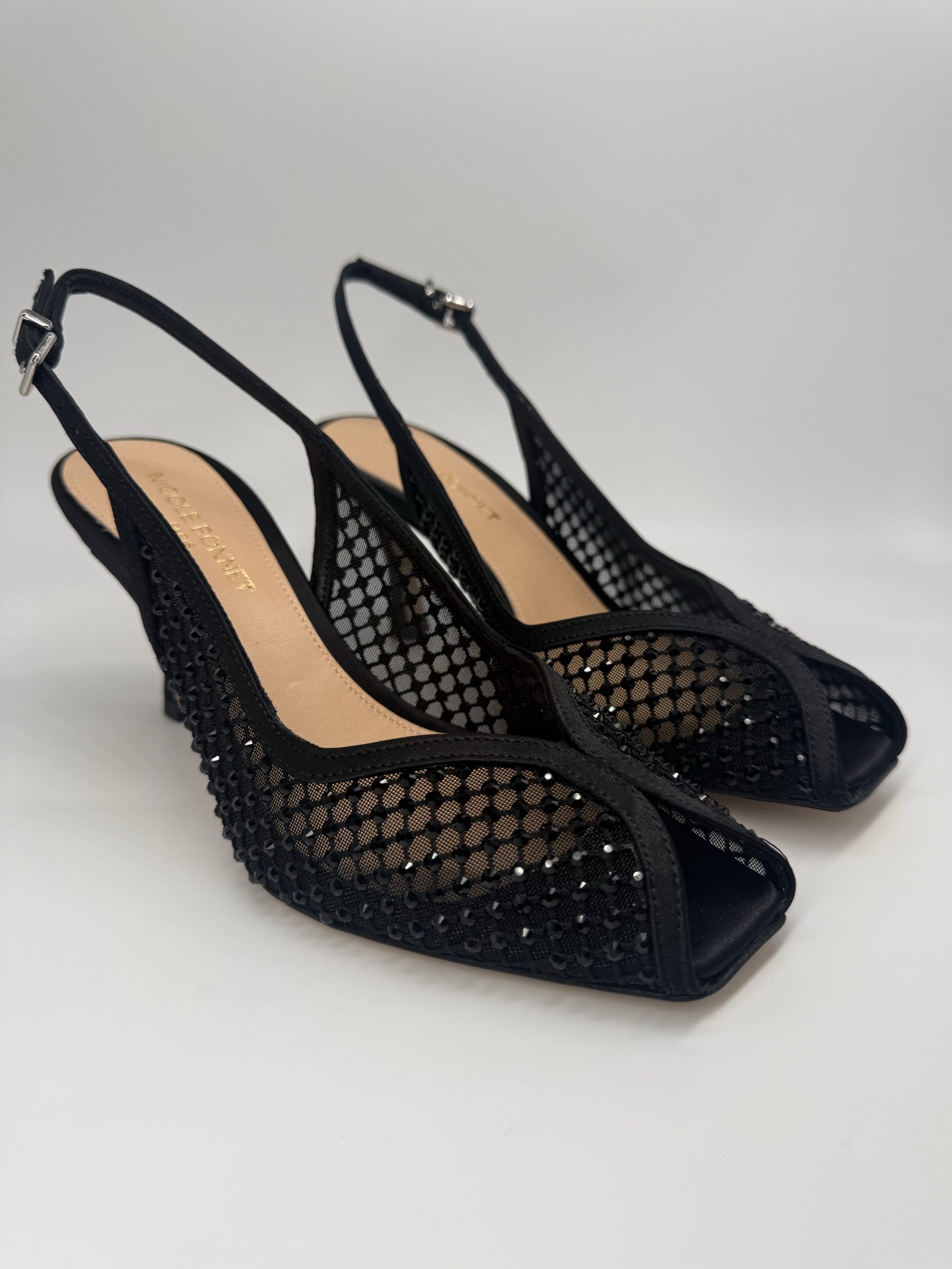 NICOLE BONNET | Chanel spuntato rete nero strass tacco 70 - immagine 2