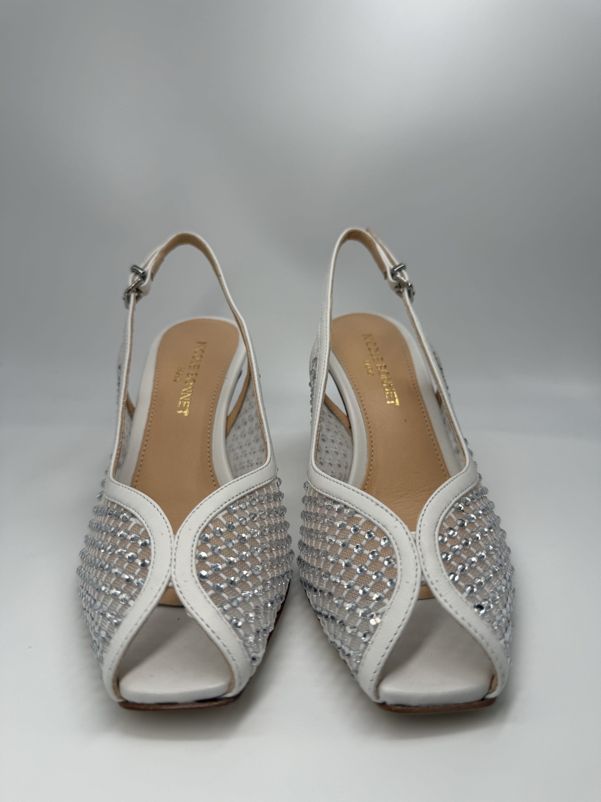 NICOLE BONNET | Chanel spuntato rete bianca strass, crystal tacco 70