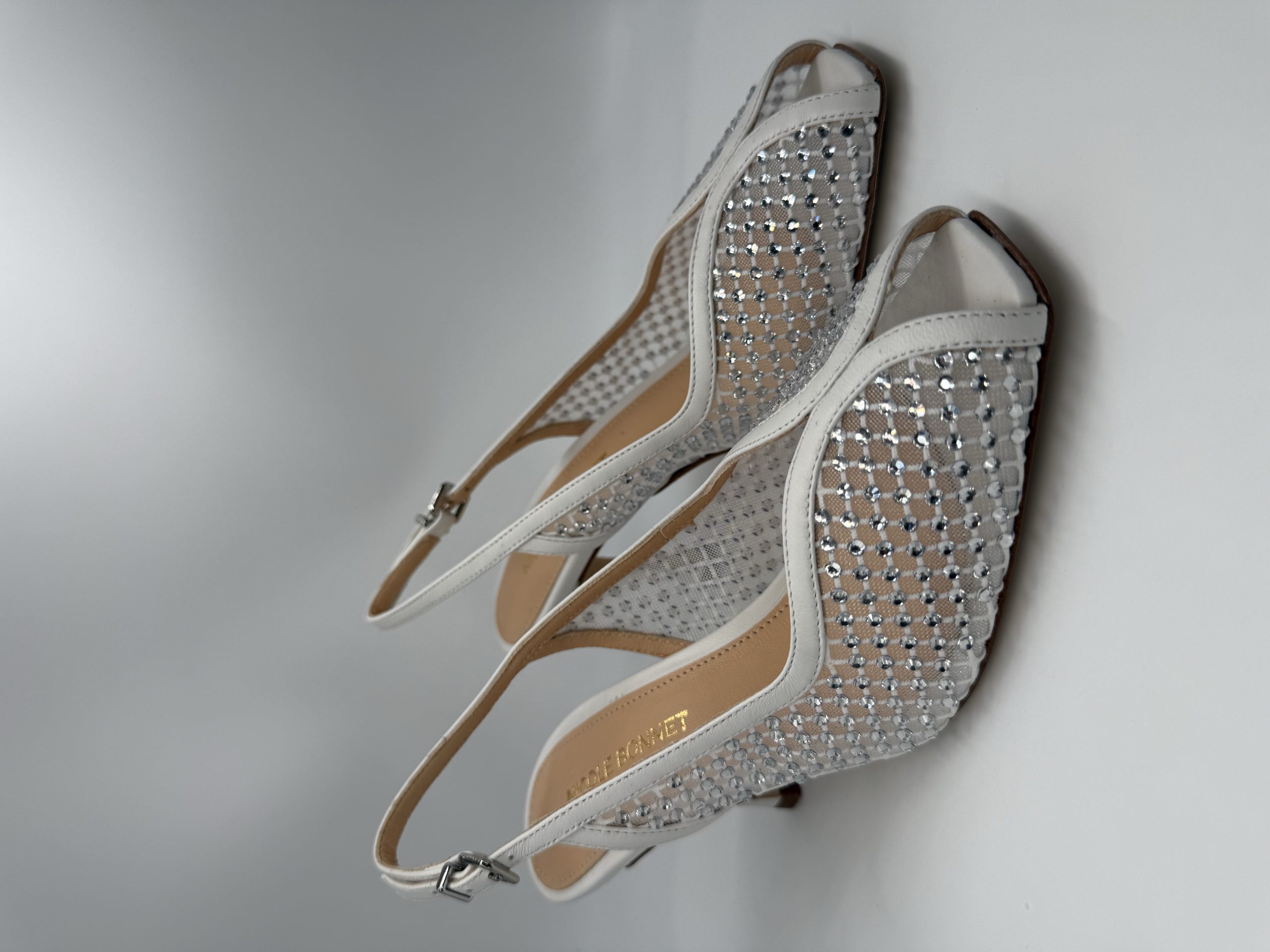 NICOLE BONNET | Chanel spuntato rete bianca strass, crystal tacco 70 - immagine 3