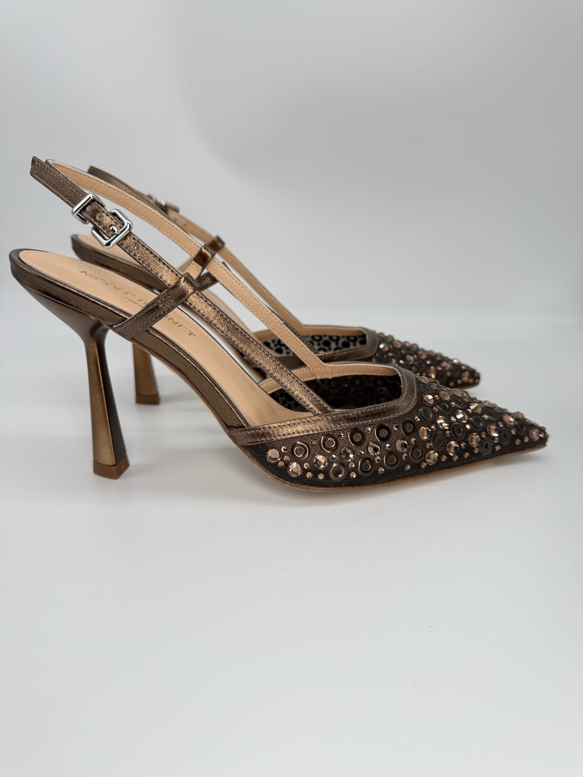 NICOLE BONNET | Chanel rete marrone borchie, tacco 90 - immagine 3