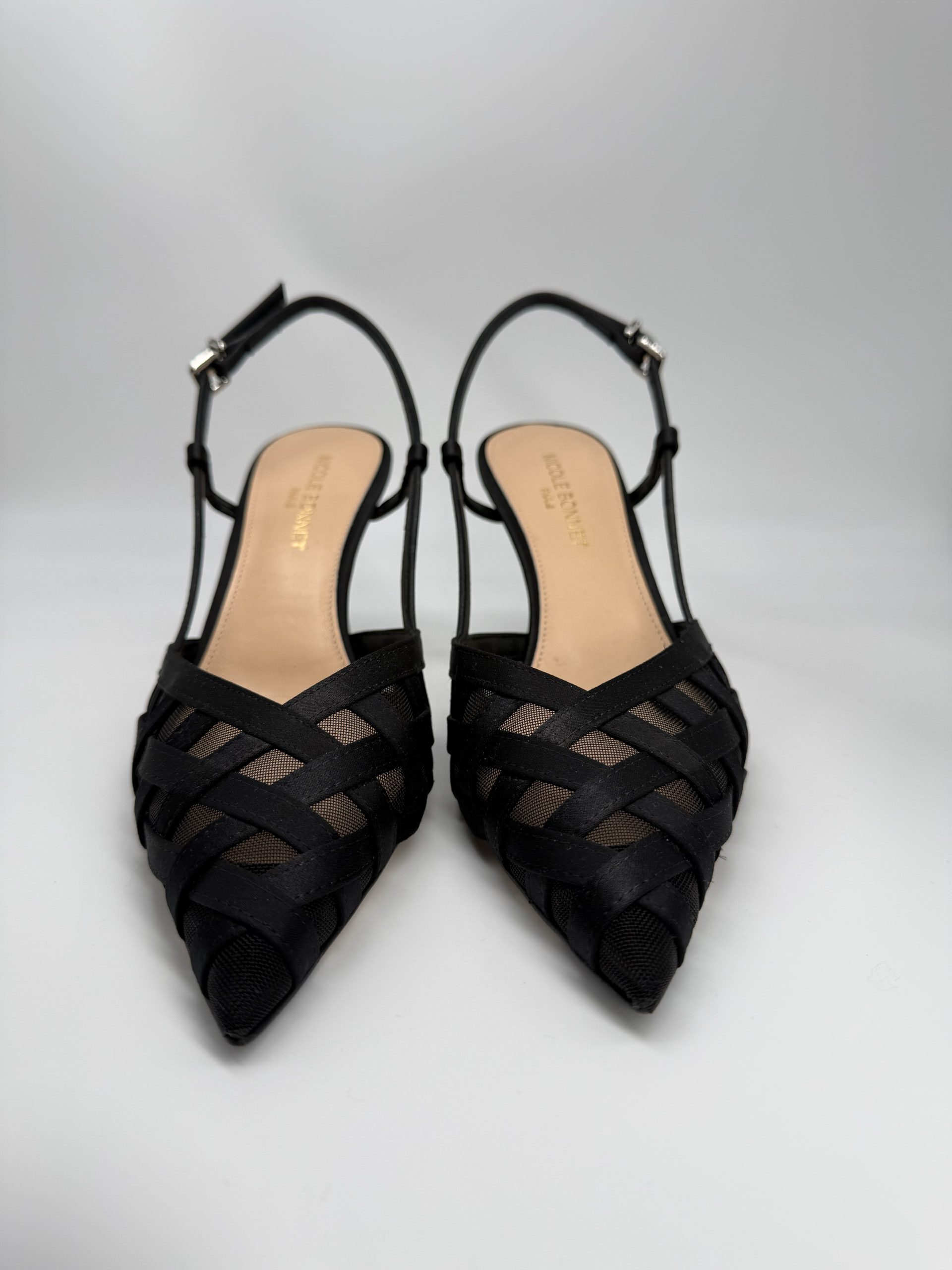 NICOLE BONNET | Chanel intreccio raso nero tacco 70