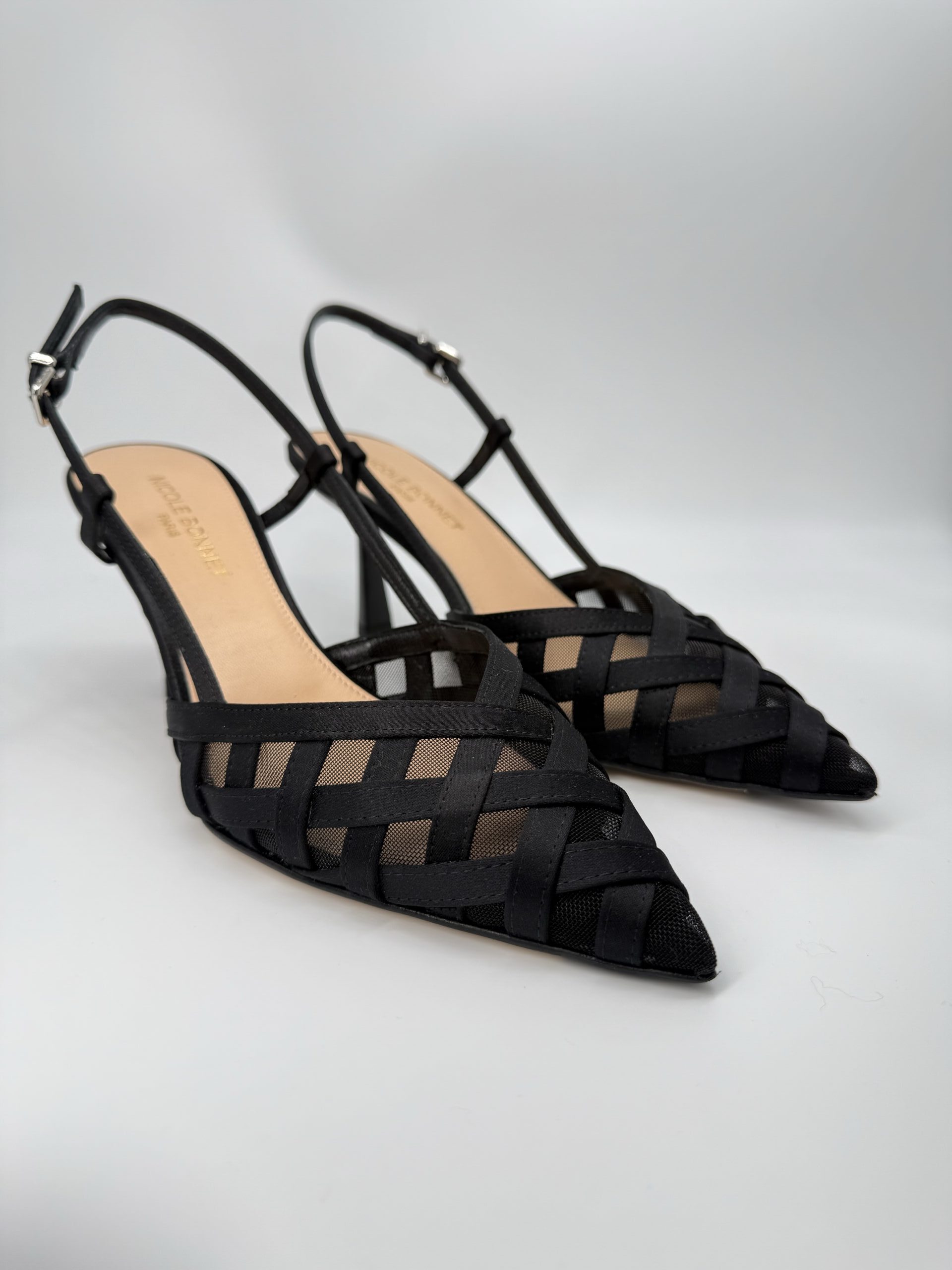 NICOLE BONNET | Chanel intreccio raso nero tacco 70 - immagine 2