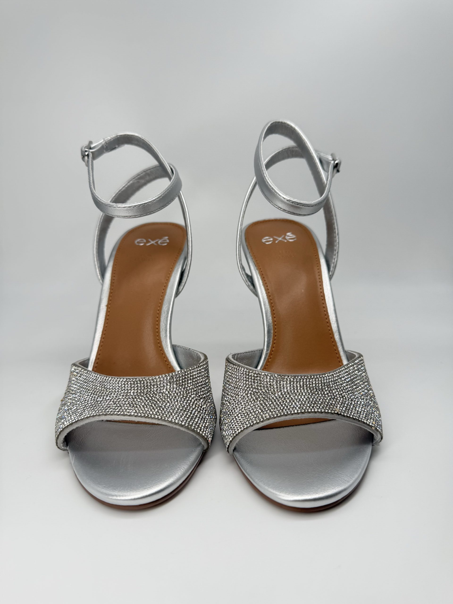 EXE Sandalo fascia strass argento tacco 90