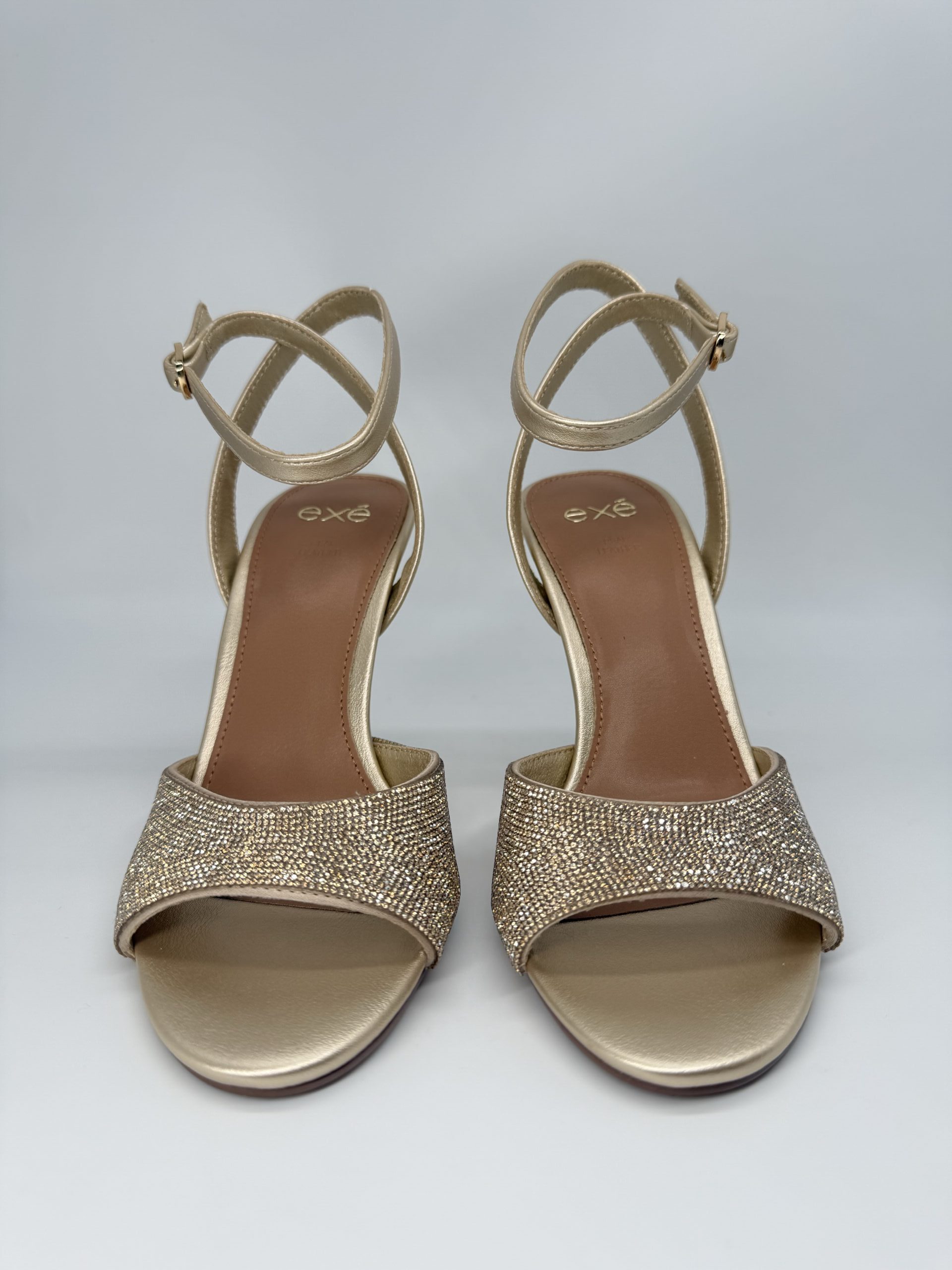 EXE Sandalo fascia strass platino tacco 90