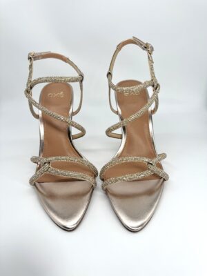 EXE Sandalo incrocio platino tacco alto strass